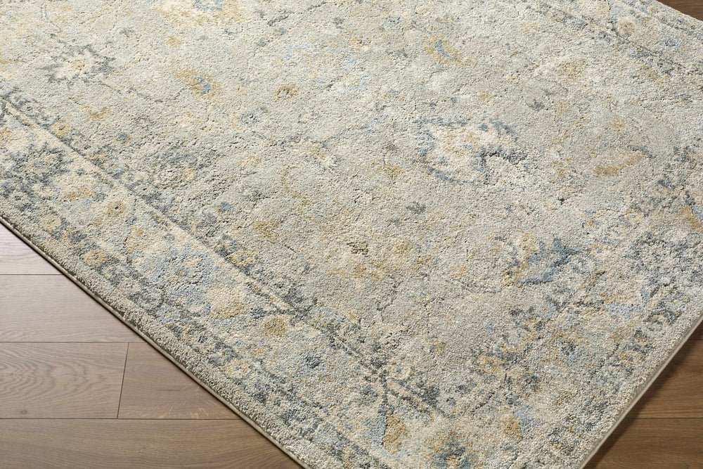Traditional Oushak Design Gray And Yellow Machine Woven Area Rug - The Rug Decor