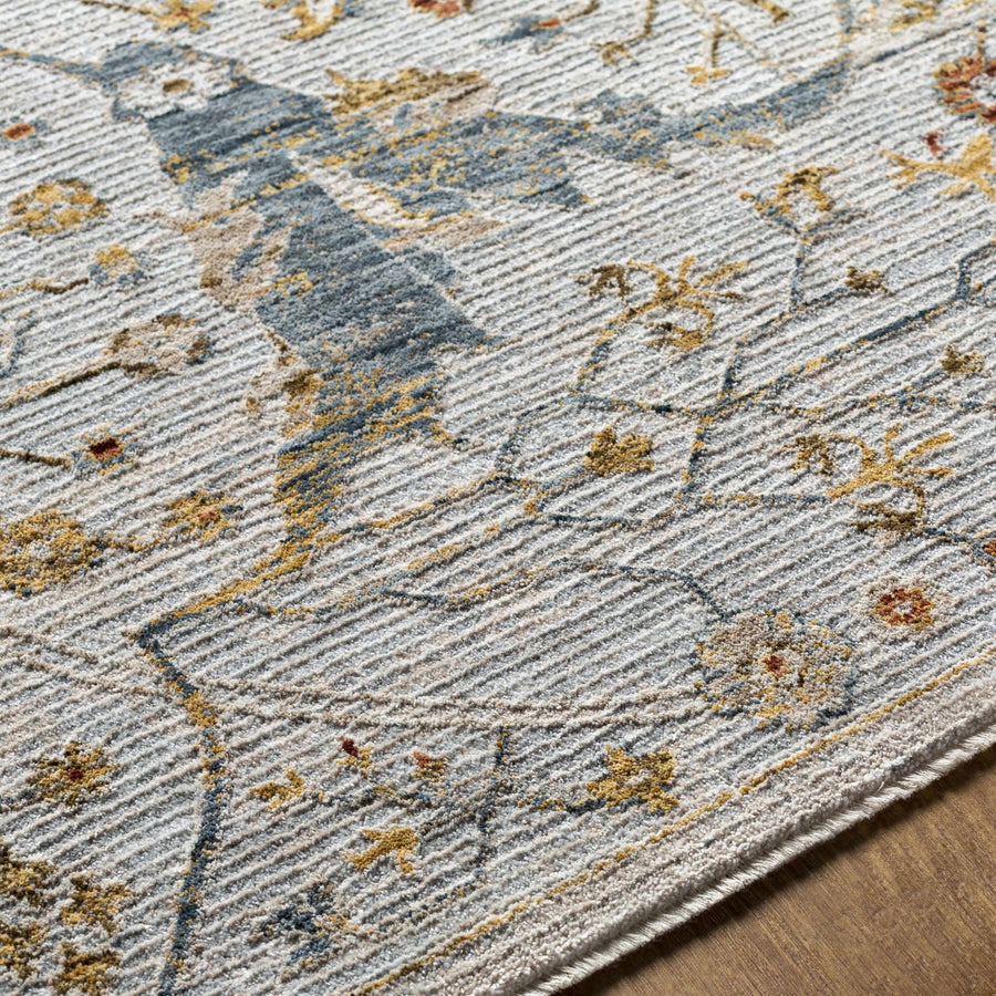Traditional Oushak Design Gray Machine Woven Rug - The Rug Decor