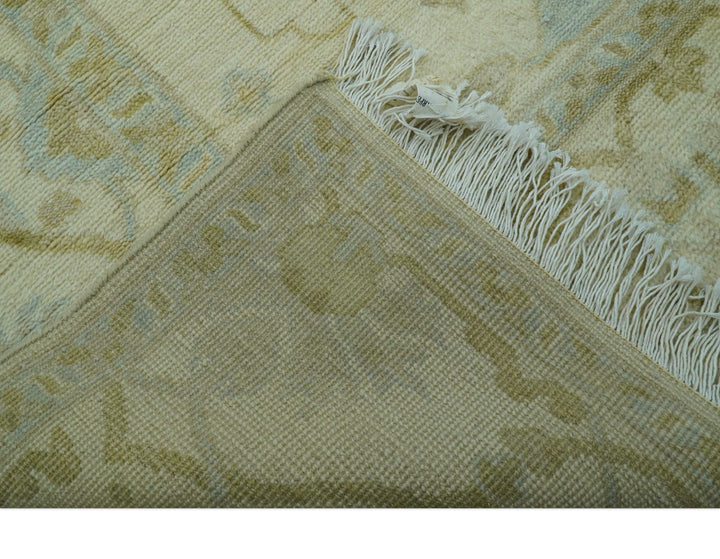 Traditional Oushak Design Ivory And Brown Hand Knotted 8x10 Wool Area Rug - The Rug Decor