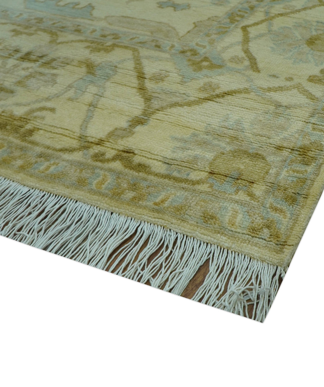 Traditional Oushak Design Ivory And Brown Hand Knotted 8x10 Wool Area Rug - The Rug Decor