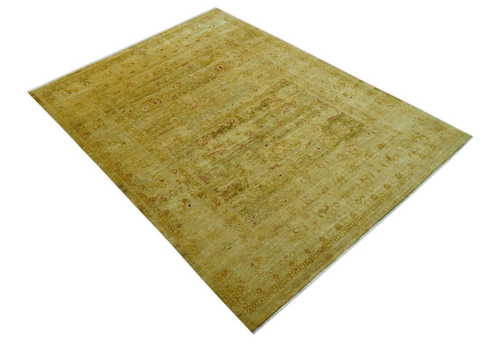 Traditional Oushak Design Olive And Rust Hand Knotted 9x12 Wool Area Rug - The Rug Decor