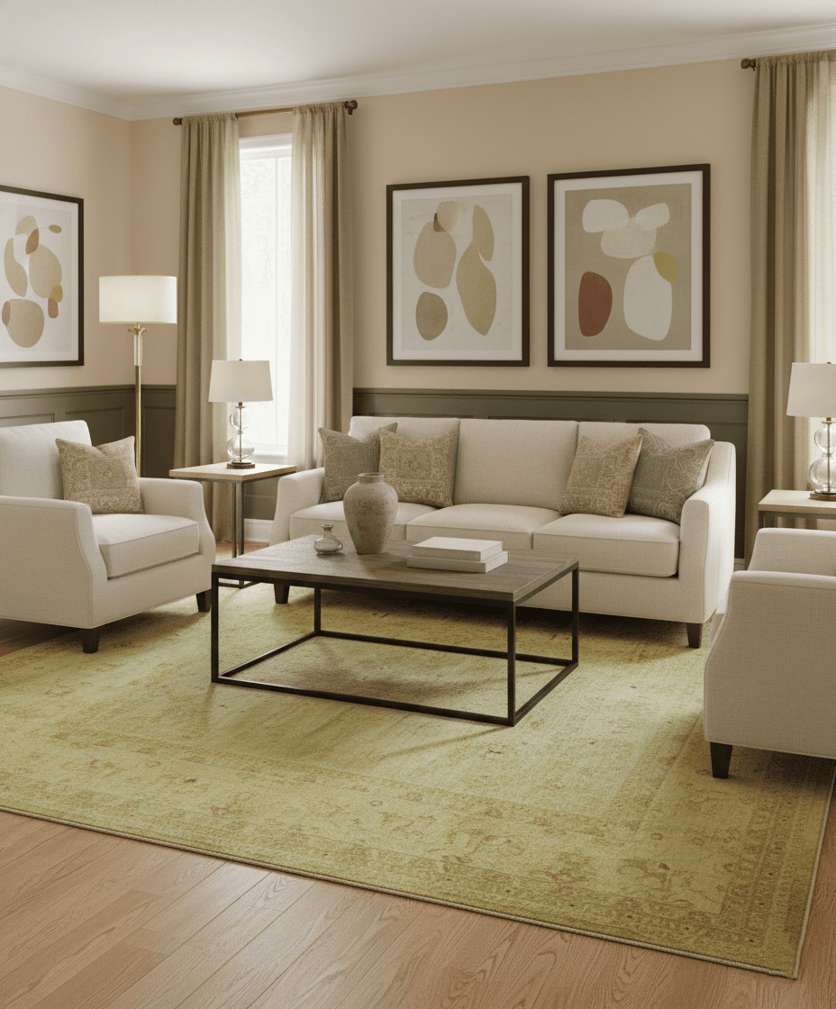 Traditional Oushak Design Olive And Rust Hand Knotted 9x12 Wool Area Rug - The Rug Decor