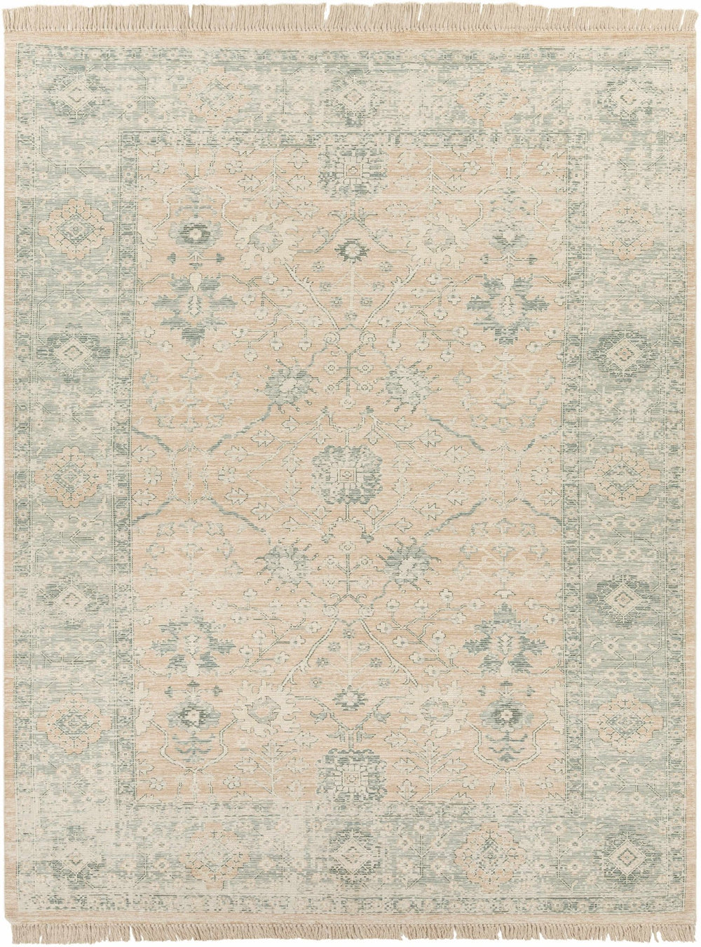 Traditional Oushak Design Peach Handmade Cotton - blend Rug - The Rug Decor