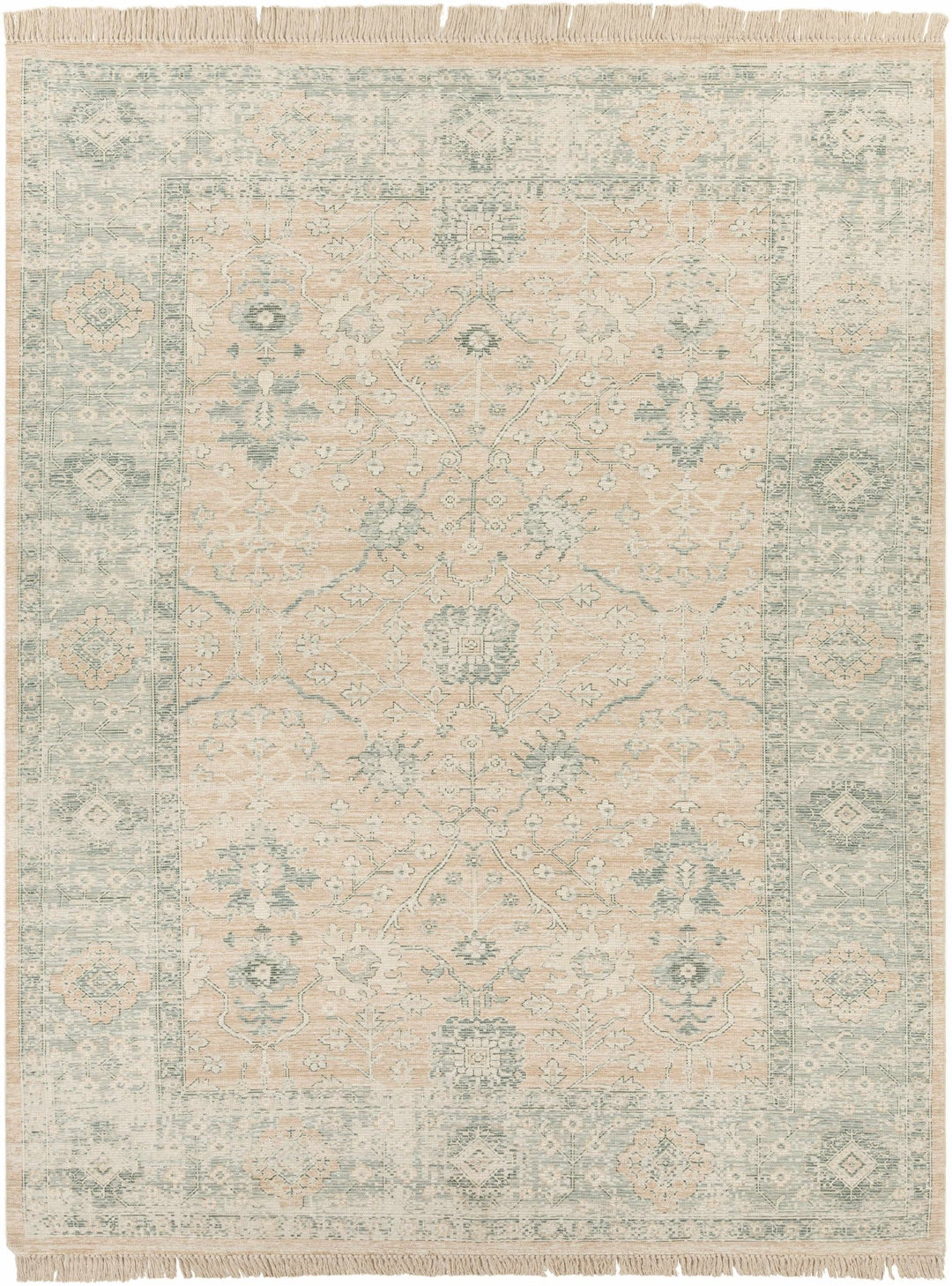 Traditional Oushak Design Peach Handmade Cotton - blend Rug - The Rug Decor