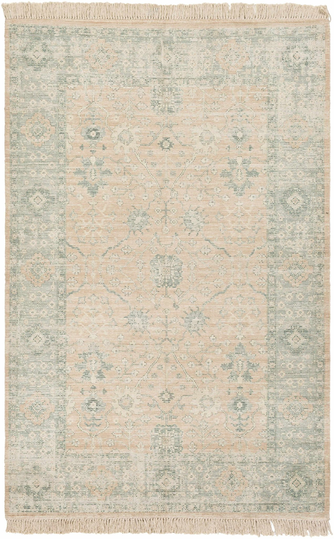 Traditional Oushak Design Peach Handmade Cotton - blend Rug - The Rug Decor