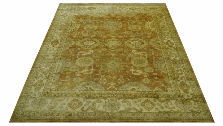 Traditional Oushak Design Rust And Beige Hand Knotted 8x10 Wool Area Rug - The Rug Decor