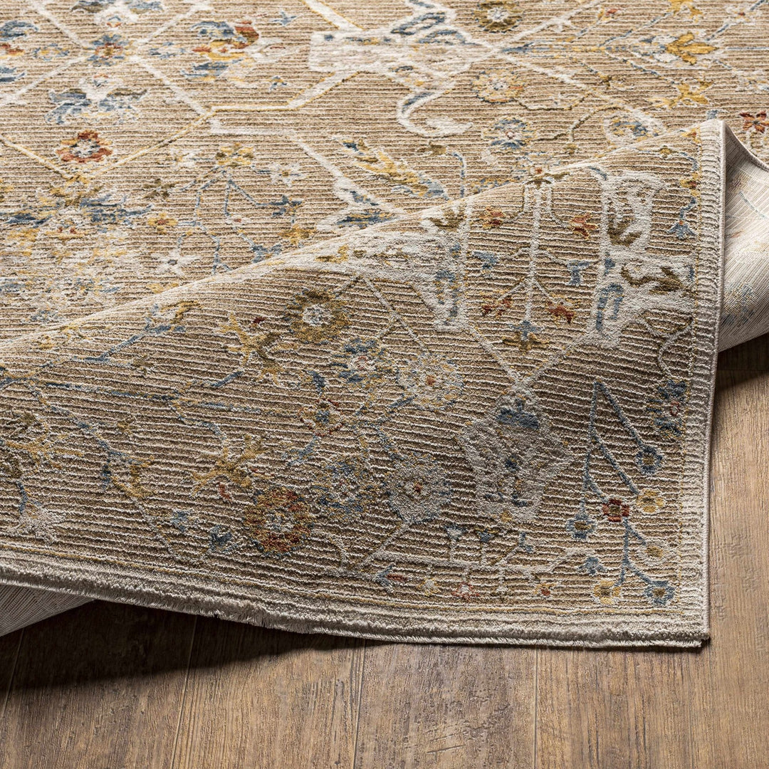 Traditional Oushak Design Tan Machine Woven Area Rug - The Rug Decor