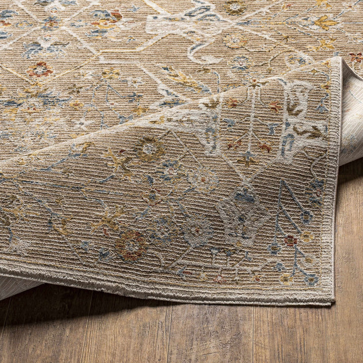 Traditional Oushak Design Tan Machine Woven Area Rug - The Rug Decor