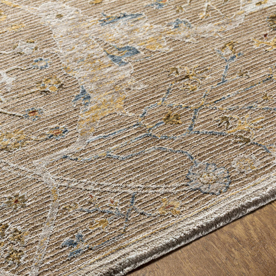 Traditional Oushak Design Tan Machine Woven Area Rug - The Rug Decor