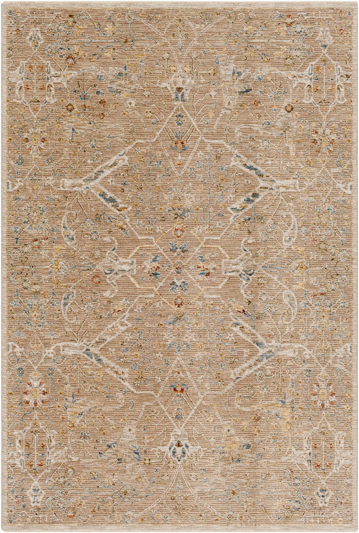 Traditional Oushak Design Tan Machine Woven Area Rug - The Rug Decor