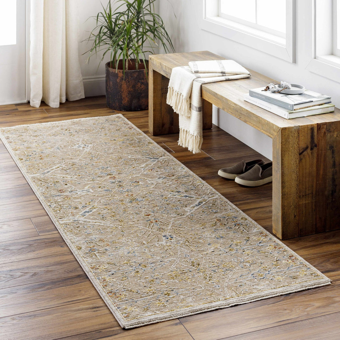 Traditional Oushak Design Tan Machine Woven Area Rug - The Rug Decor