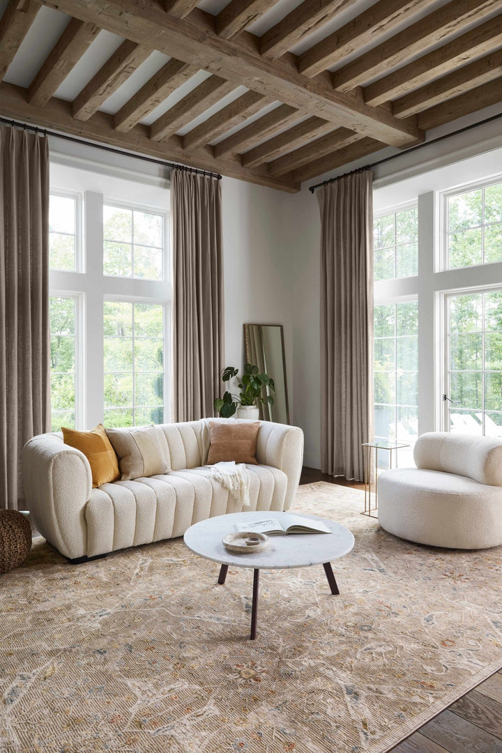 Traditional Oushak Design Tan Machine Woven Area Rug - The Rug Decor