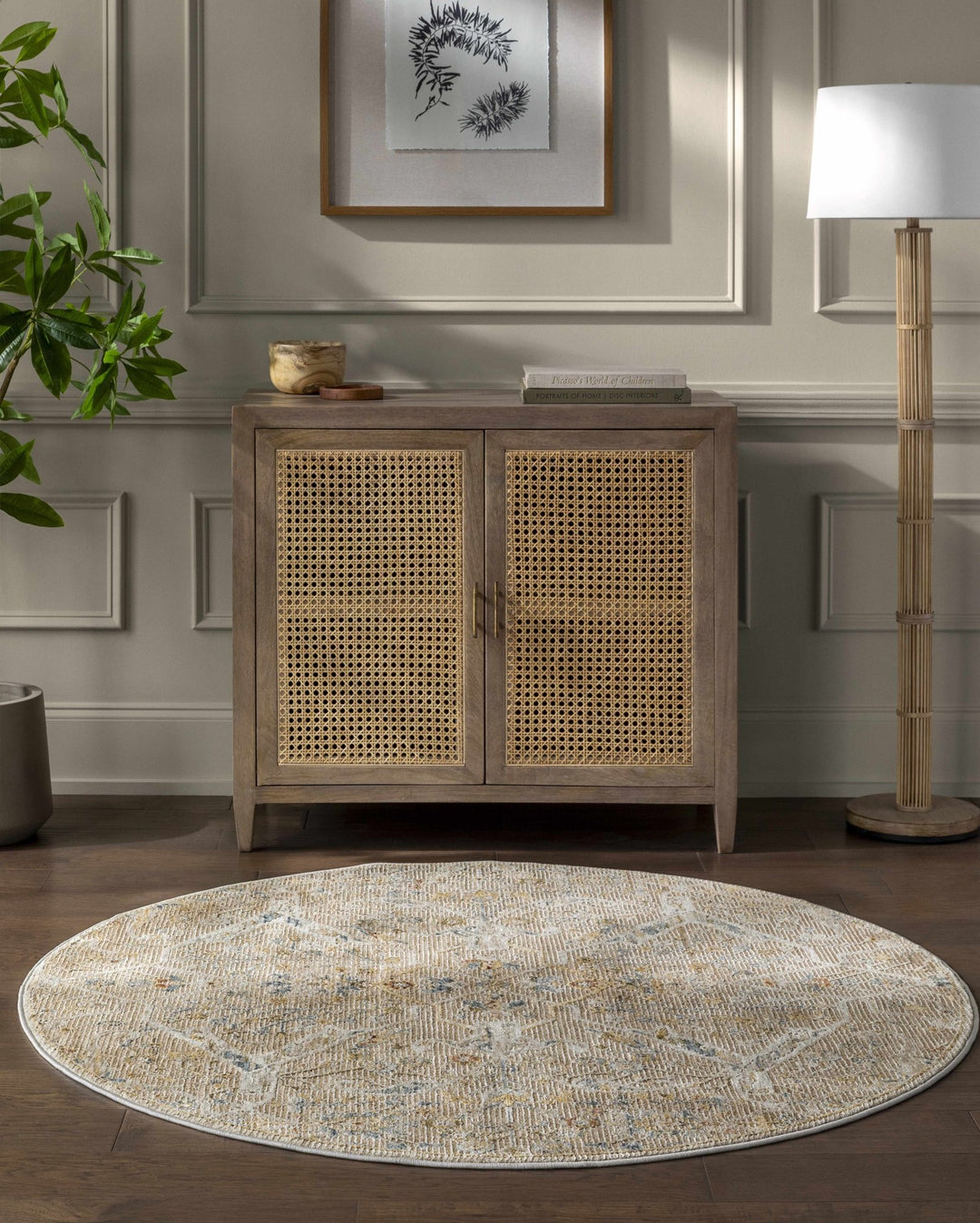 Traditional Oushak Design Tan Machine Woven Area Rug - The Rug Decor