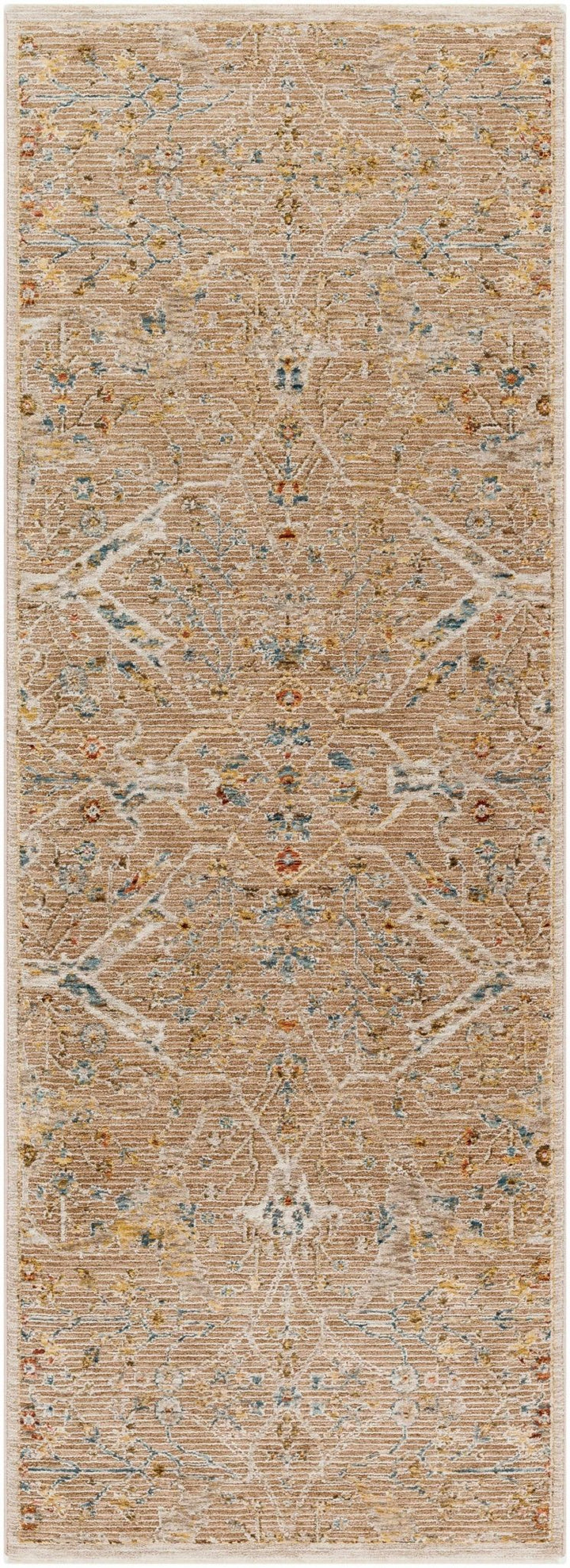 Traditional Oushak Design Tan Machine Woven Area Rug - The Rug Decor