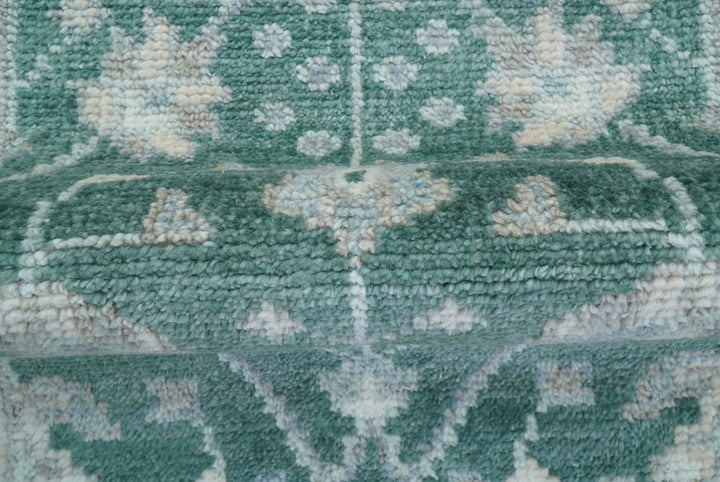Traditional Oushak Design Teal 2.6x8.6 Hand Knotted Wool Rug - The Rug Decor