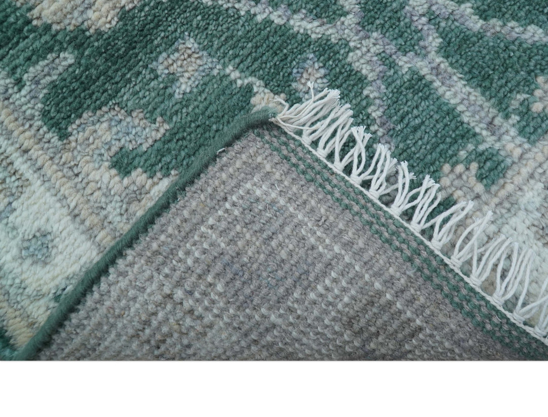 Traditional Oushak Design Teal 2.6x8.6 Hand Knotted Wool Rug - The Rug Decor