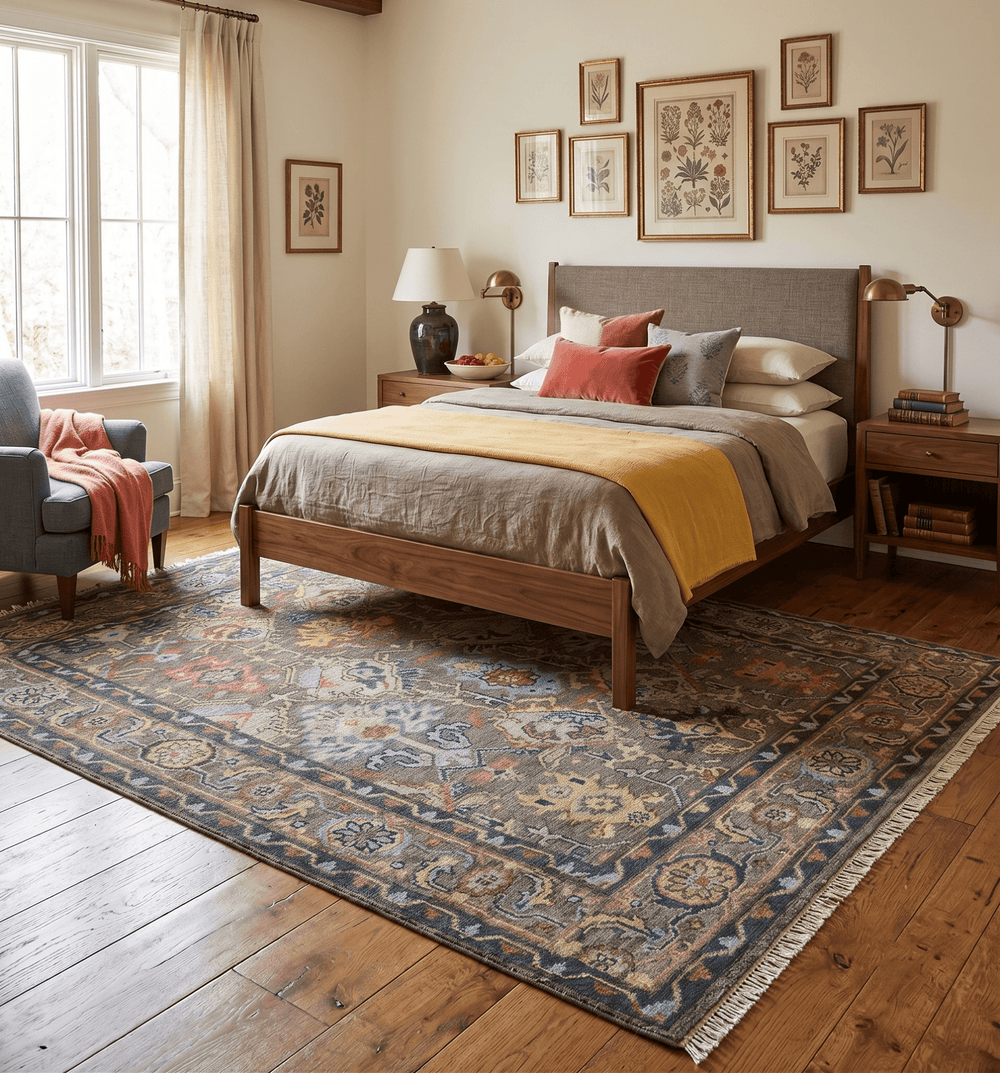 Traditional Oushak Gray, Rust and Charcoal Hand Knotted Area Rug - The Rug Decor