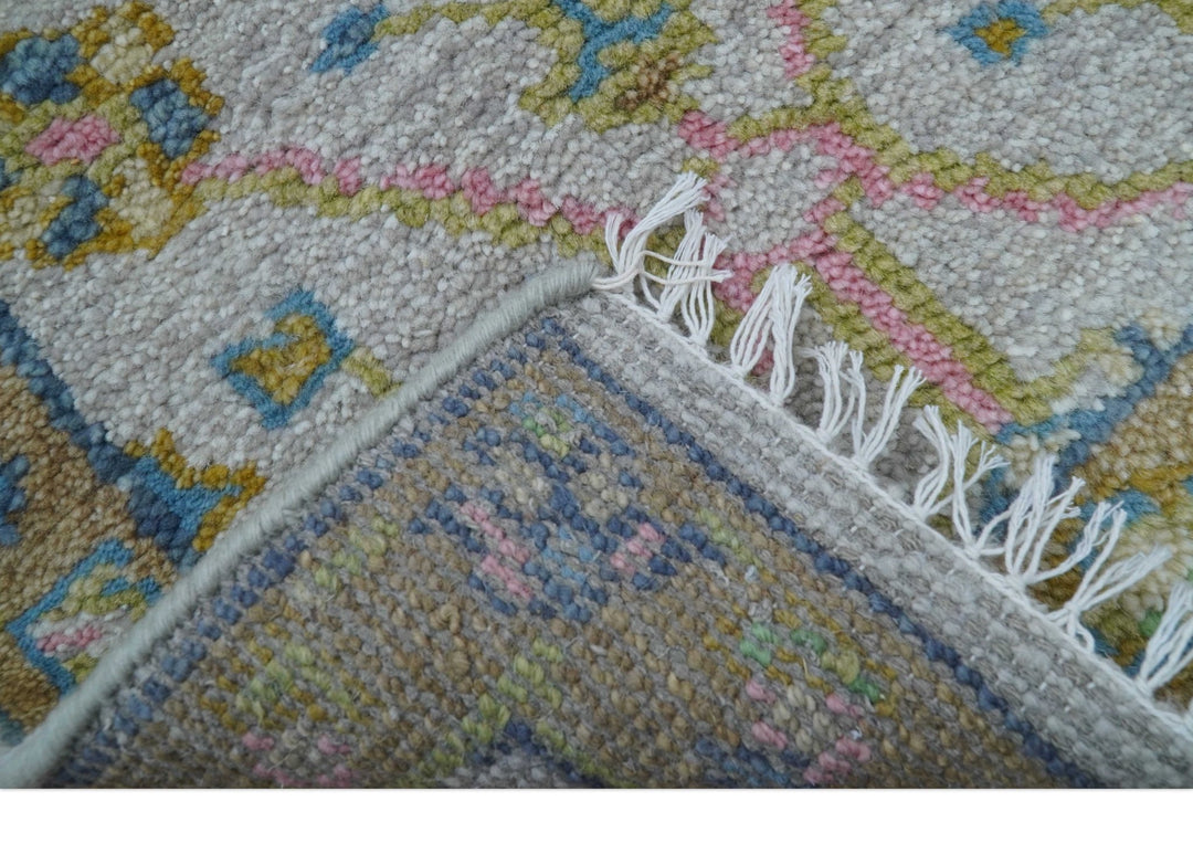 Traditional Oushak Green And Blue 2x3 Hand knotted Wool Rug - The Rug Decor