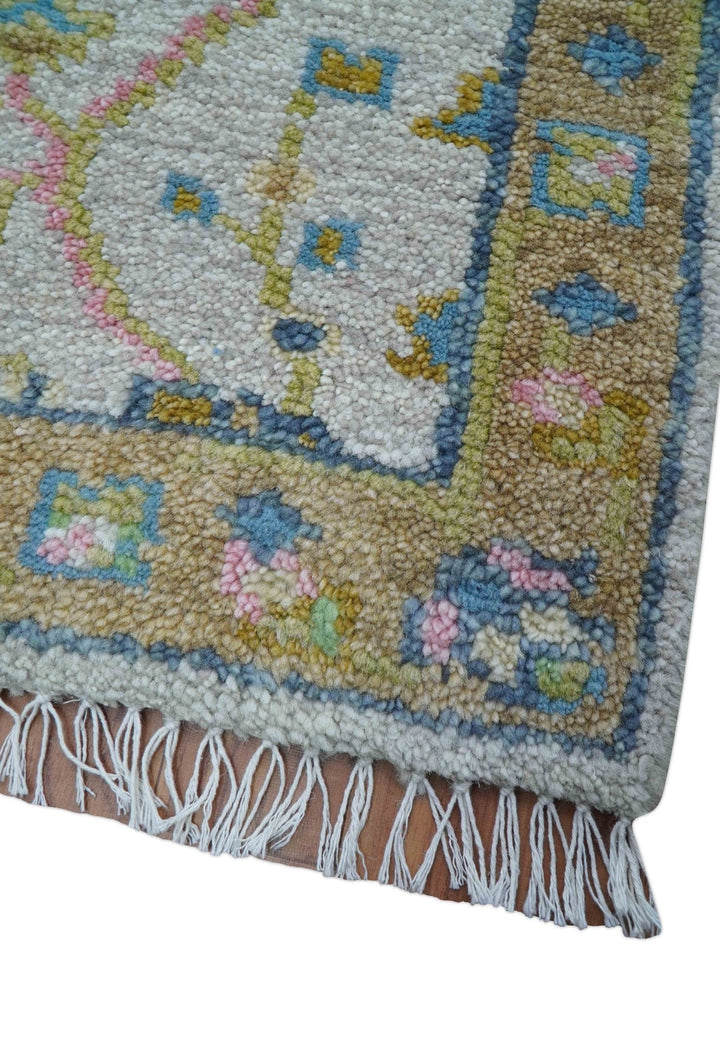 Traditional Oushak Green And Blue 2x3 Hand knotted Wool Rug - The Rug Decor