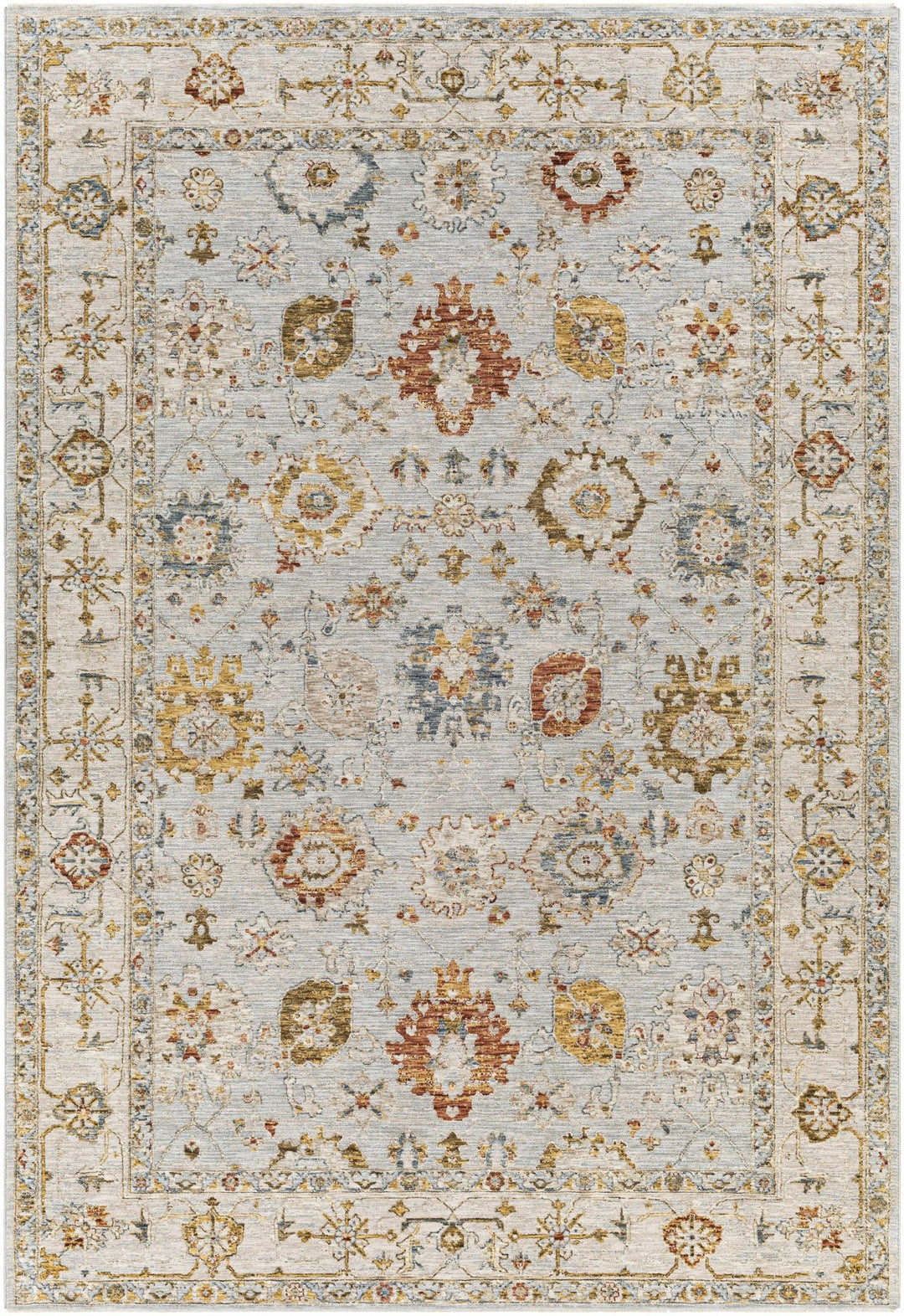 Traditional Oushak Style Cream Machine Woven Rug - The Rug Decor