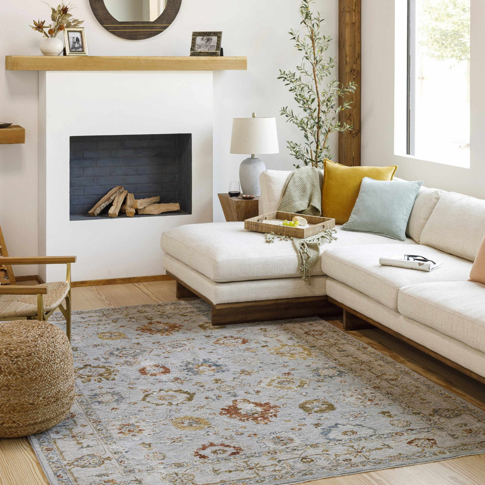 Traditional Oushak Style Cream Machine Woven Rug - The Rug Decor
