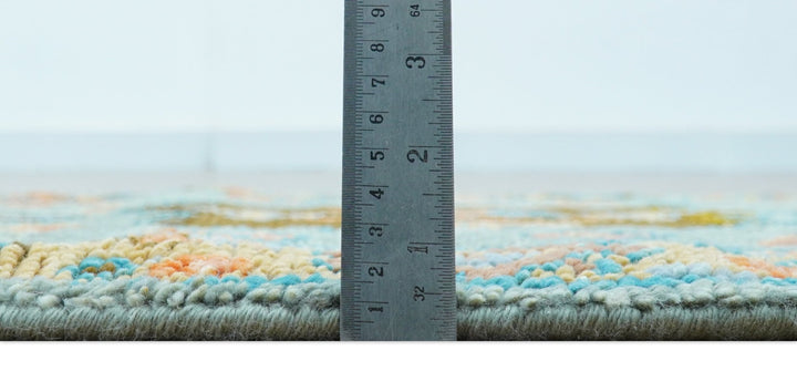 Traditional Oushak Teal And Rust Hand Knotted 2.6x8 Wool Area Rug - The Rug Decor