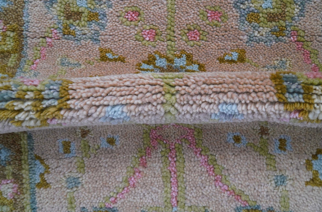 Traditional Peach And Brown Hand Knotted 2x3 Wool Rug - The Rug Decor