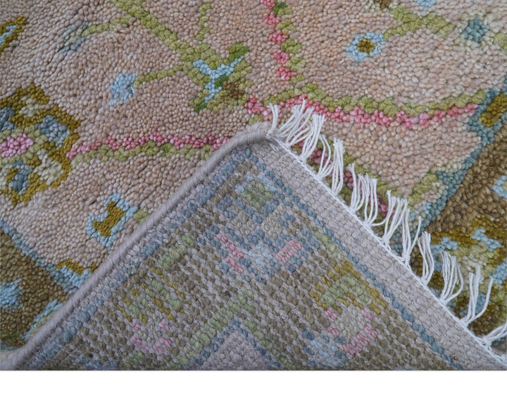 Traditional Peach And Brown Hand Knotted 2x3 Wool Rug - The Rug Decor