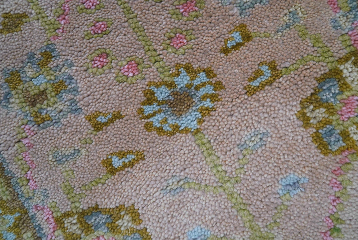 Traditional Peach And Brown Hand Knotted 2x3 Wool Rug - The Rug Decor