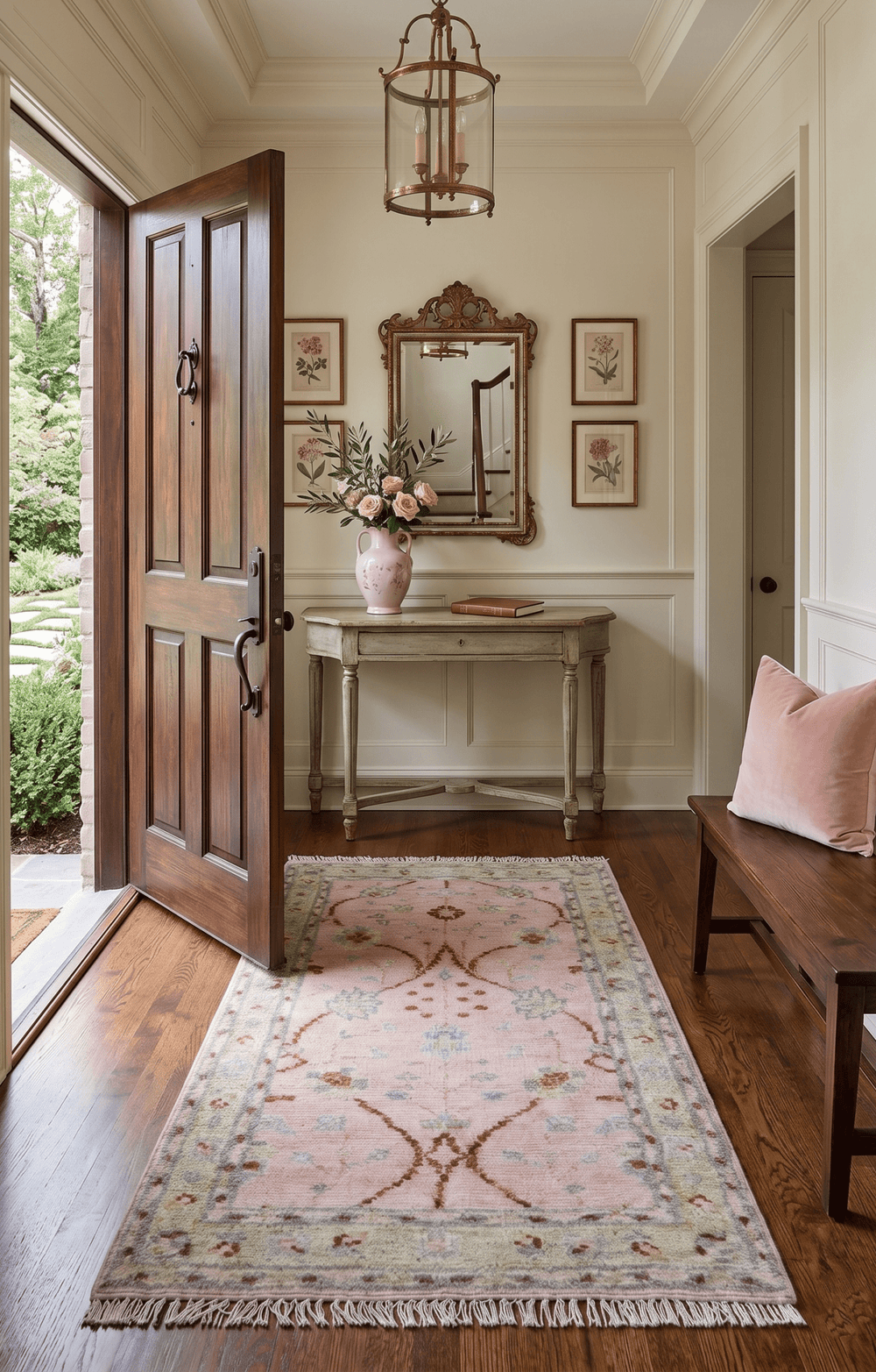 Traditional Peach And Brown Hand Knotted 3x5 Wool Rug - The Rug Decor