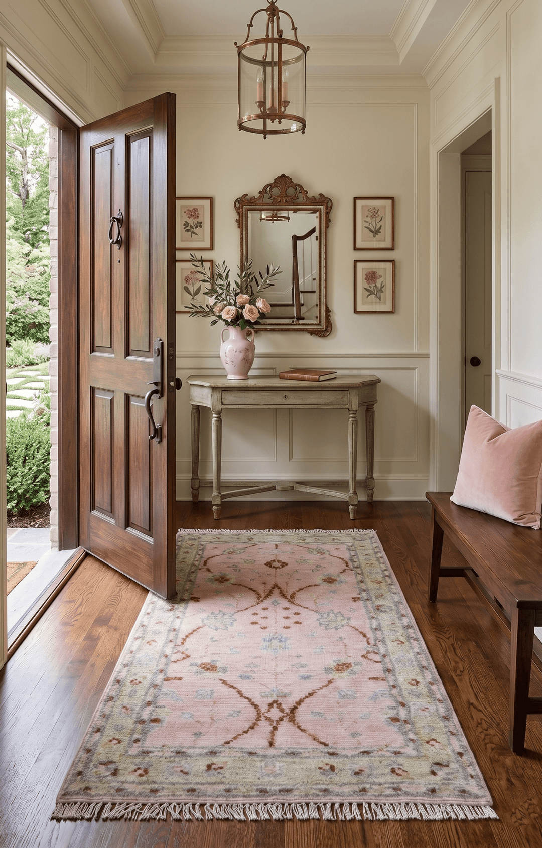 Traditional Peach And Brown Hand Knotted 3x5 Wool Rug - The Rug Decor