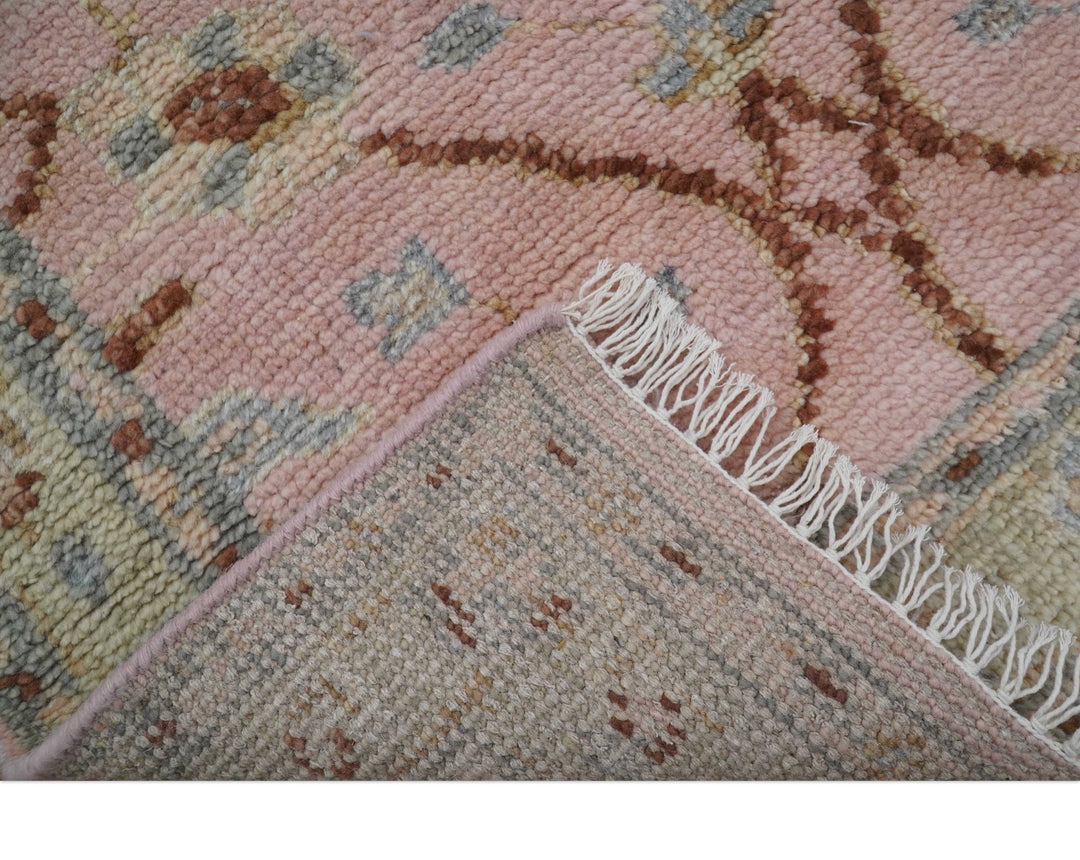Traditional Peach And Brown Hand Knotted 3x5 Wool Rug - The Rug Decor