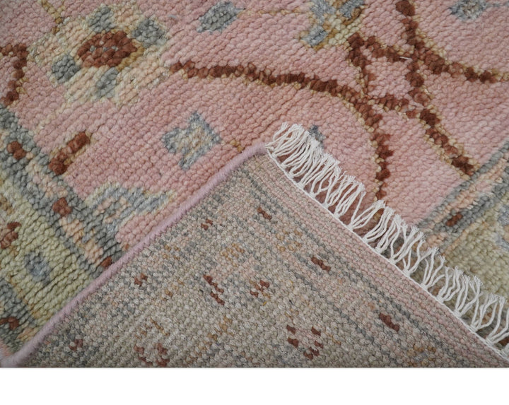 Traditional Peach And Brown Hand Knotted 3x5 Wool Rug - The Rug Decor