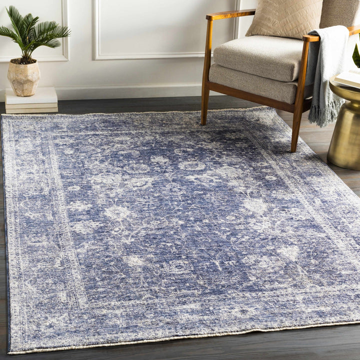 Traditional Persian Design Blue Machine Woven Area Rug - The Rug Decor