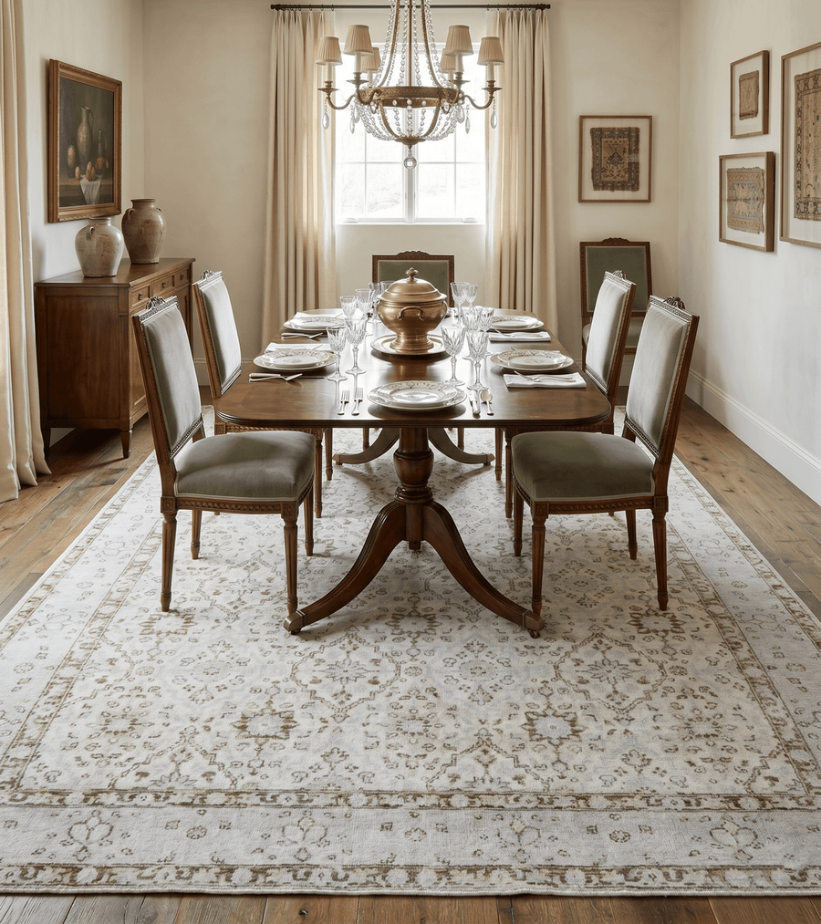 Traditional Persian Design Ivory Hand knotted Wool 8x10 Area Rug - The Rug Decor