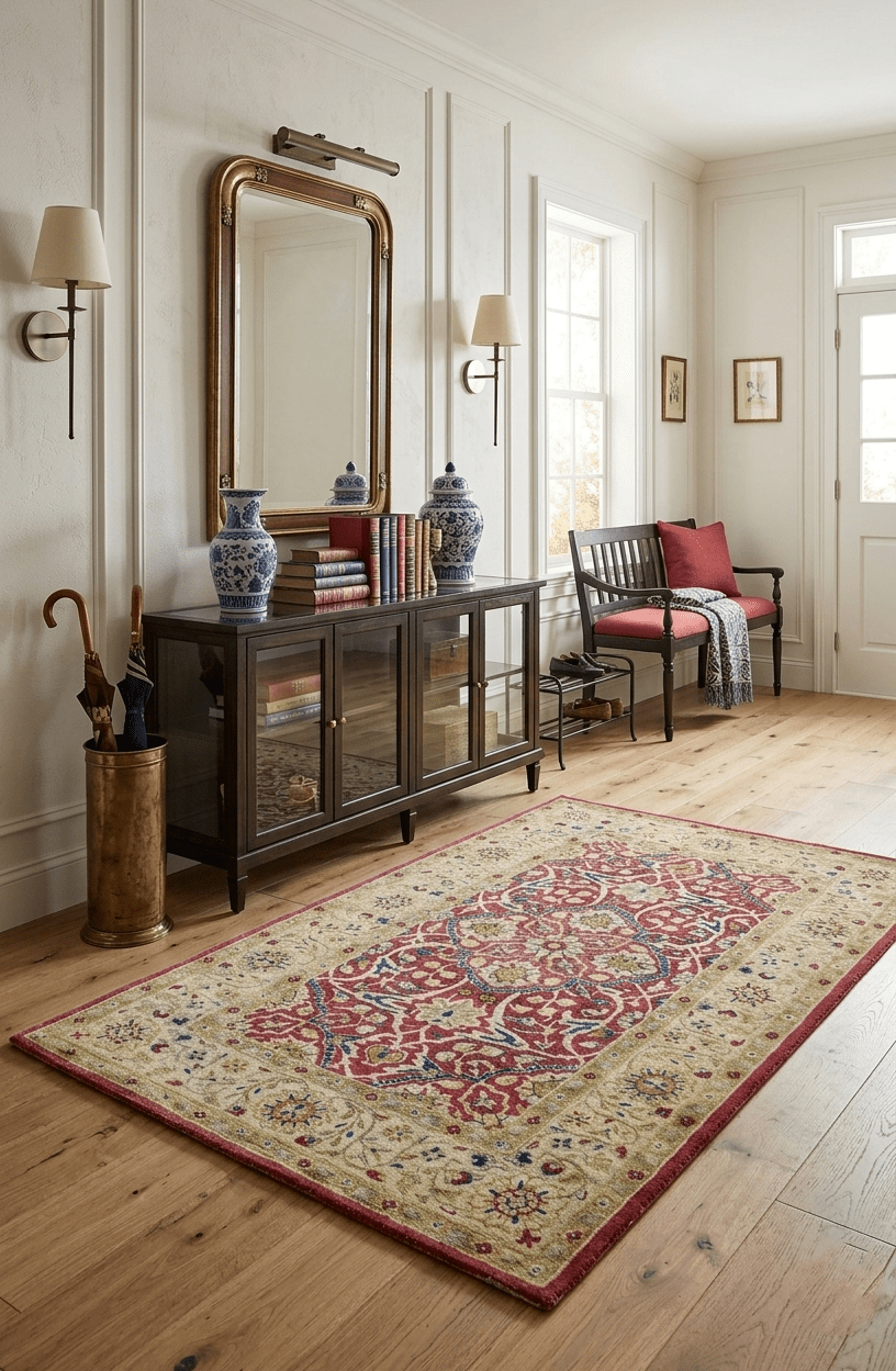 Traditional Red and Camel Hand Tufted 5x8 Wool Area Rug - The Rug Decor