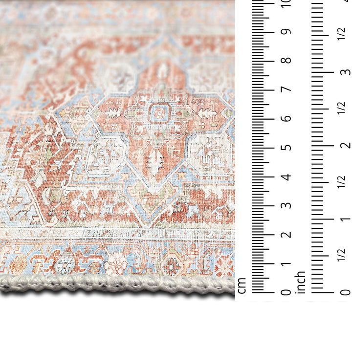 Traditional Rust And Beige Machine Washable Cotton Area Rug - The Rug Decor