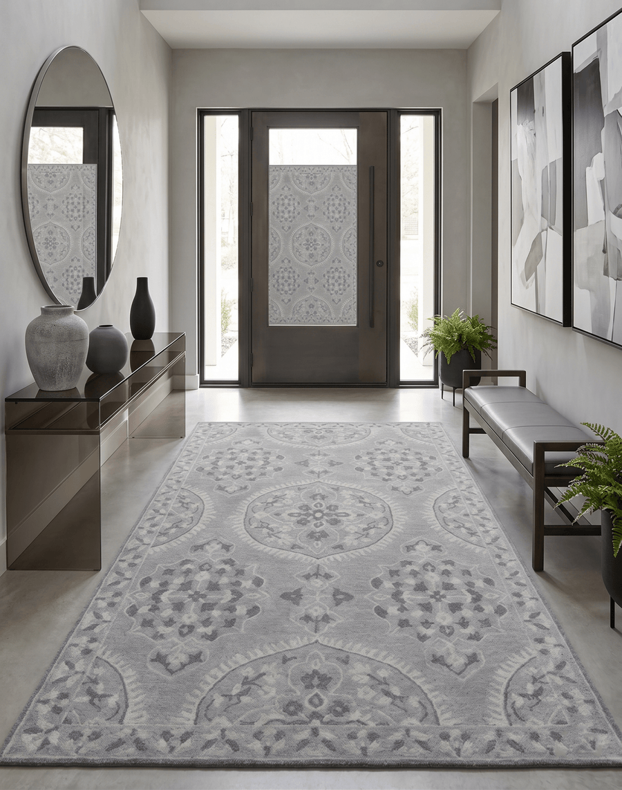 Traditional Silver and Gray Hand Tufted 5x8 Wool Area Rug - The Rug Decor