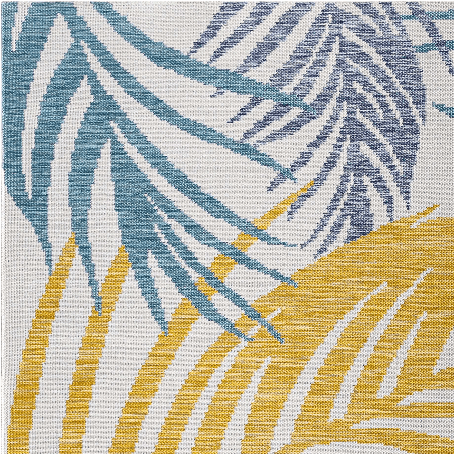 Traditional Silver And Teal Machine Woven Outdoor Area Rug - The Rug Decor