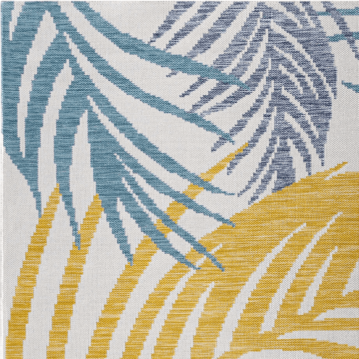 Traditional Silver And Teal Machine Woven Outdoor Area Rug - The Rug Decor