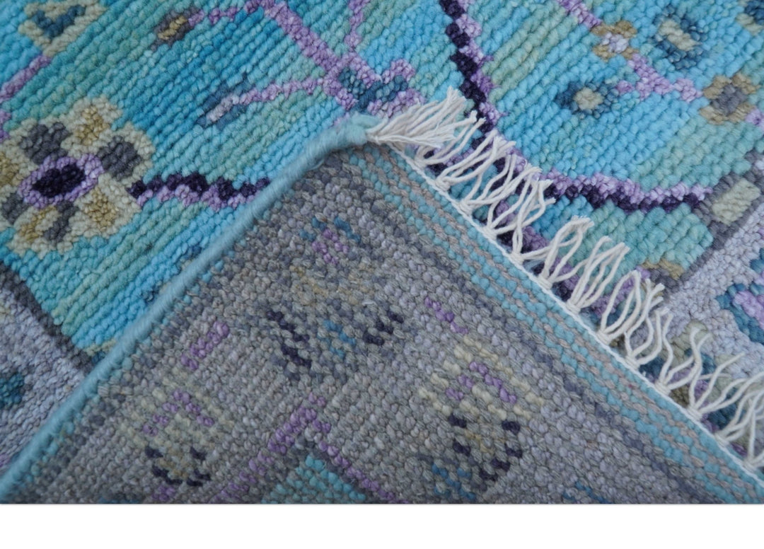 Traditional Style 2x3 Blue And Purple Hand Knotted Wool Rug - The Rug Decor