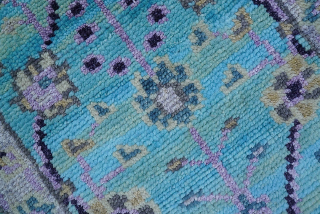 Traditional Style 2x3 Blue And Purple Hand Knotted Wool Rug - The Rug Decor