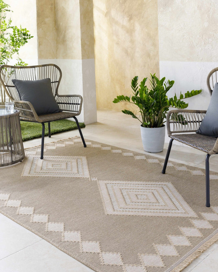 Traditional Style Beige And Tan Jute Rug - The Rug Decor