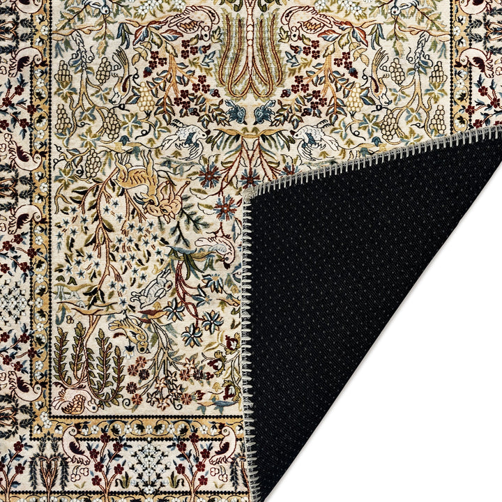 Traditional Style Beige Machine Washable Cotton Area Rug - The Rug Decor