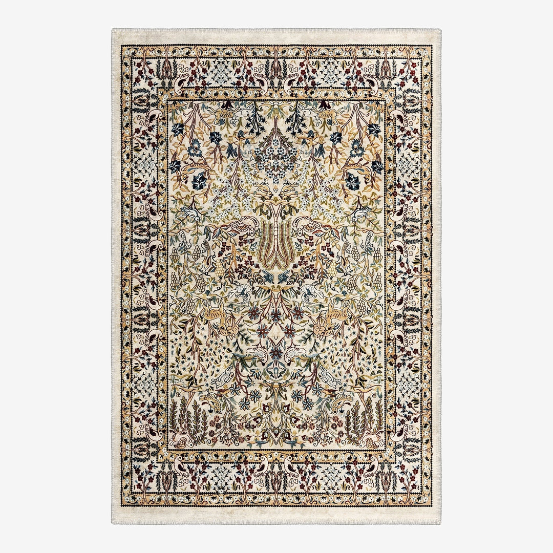 Traditional Style Beige Machine Washable Cotton Area Rug - The Rug Decor