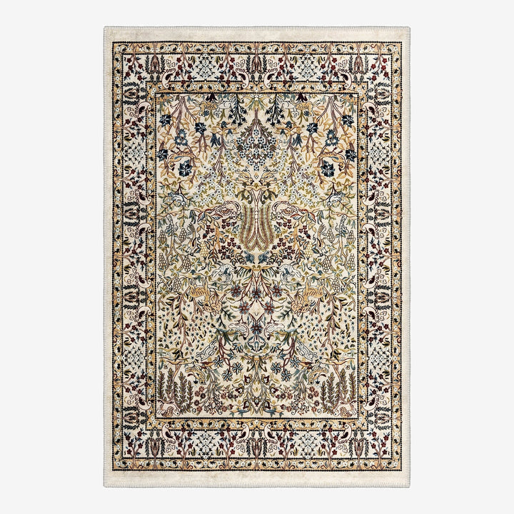 Traditional Style Beige Machine Washable Cotton Area Rug - The Rug Decor