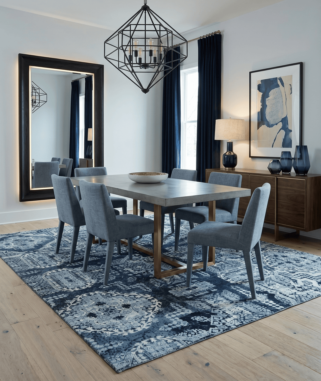 Traditional Style Blue Hand Knotted Wool 8x10 Area Rug - The Rug Decor