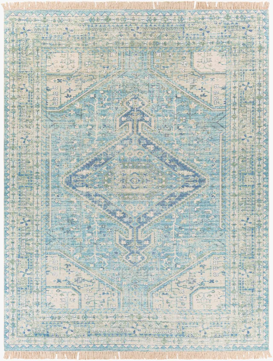 Traditional Style Blue Handmade Cotton - blend Aqua Rug - The Rug Decor