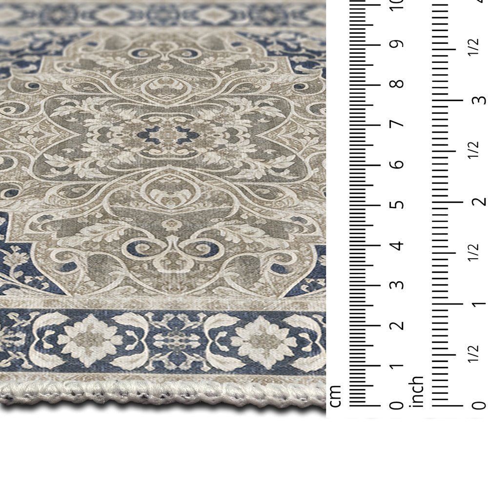 Traditional Style Blue Machine Washable Cotton Area Rug - The Rug Decor