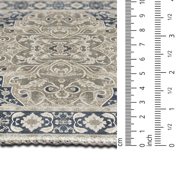 Traditional Style Blue Machine Washable Cotton Area Rug - The Rug Decor
